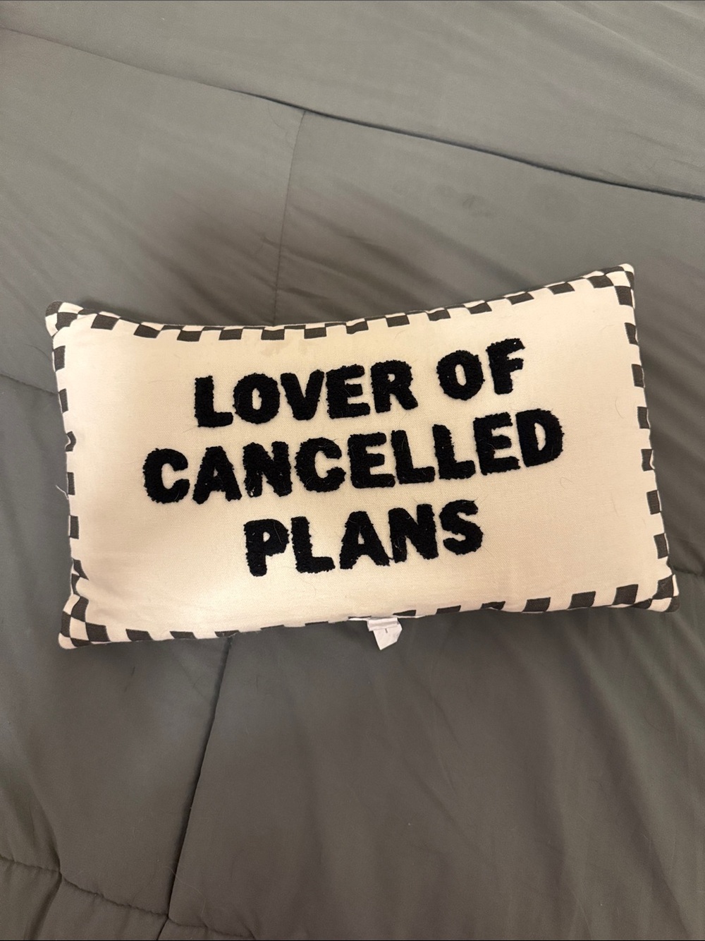 Love Black on Cream "Lover of Cancelled Plans" Decorative Pillow